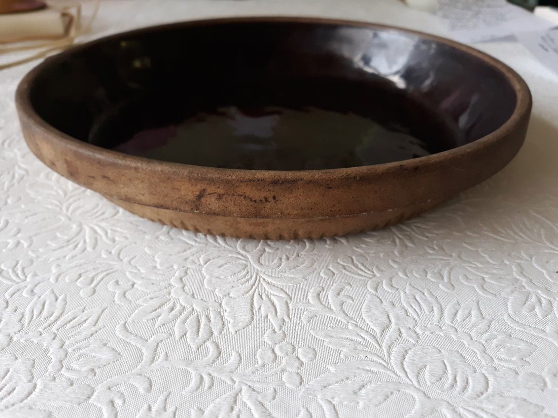 antique stoneware pie plate Neu Deel 10" glazed nice! (1 of 3)