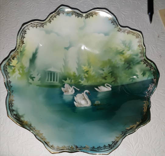 antique rs prussia swans on lake 7 1/4" dish Feb 06, 2022 A Kleins