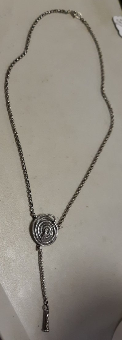 stunning 10K disc drop necklace box chain too (1 of 5)