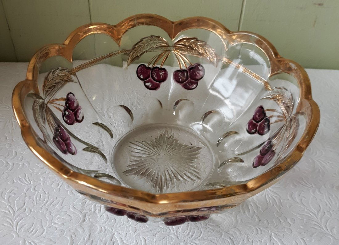 Rare Northwod carnival glass cherry /cable Bowl (1 of 3)