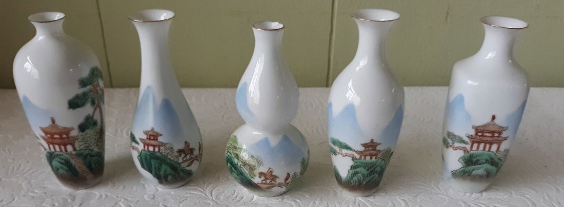 vintage chinese lot of 5 eggshell porcelain vases (1 of 4)