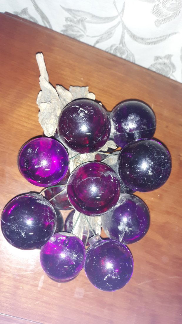 Large Cluster Purple Lucite Grapes on drift Wood Stem (1 of 2)