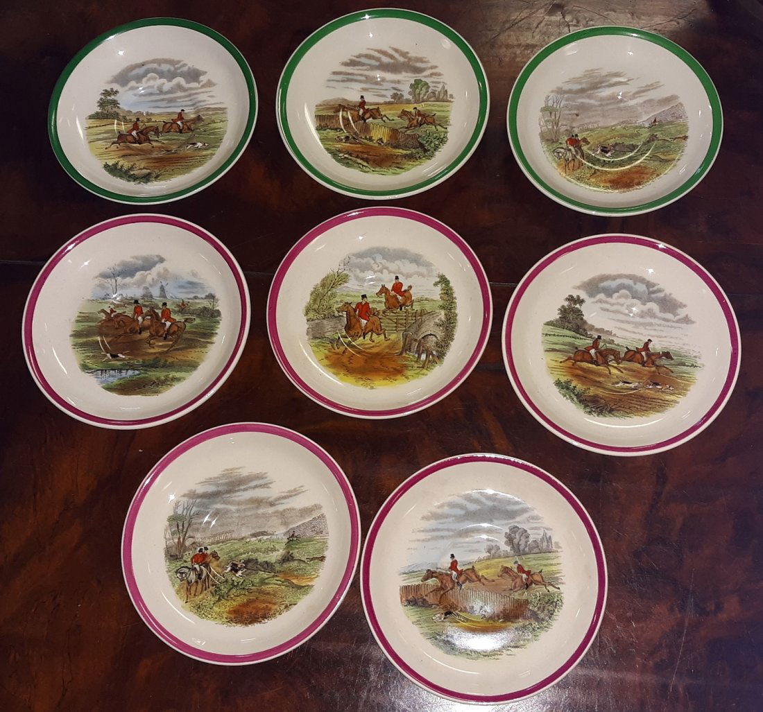 Spode saucer plates fox  hunting Copeland England 8pcs (1 of 4)