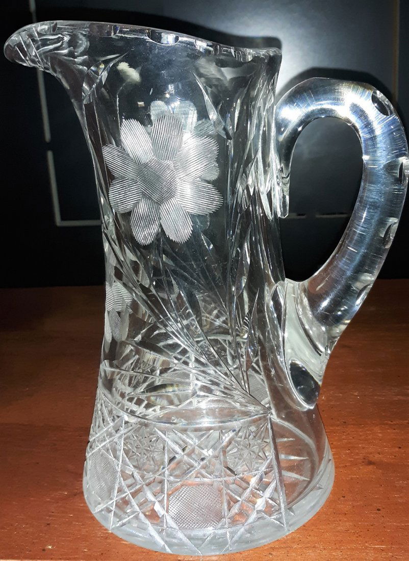 PITCHER American Brilliant Cut Glass Star & Flowers (1 of 4)