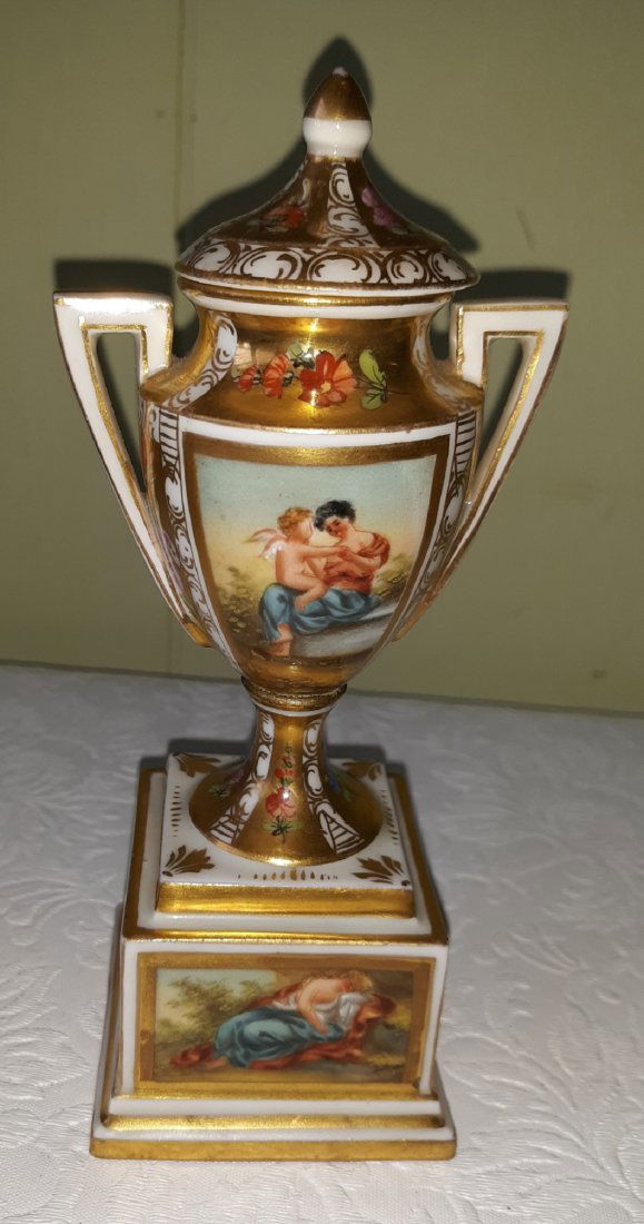 Carl Thieme X Mark Lidded Vase Urn Meissen 5 7/8" porce (1 of 7)