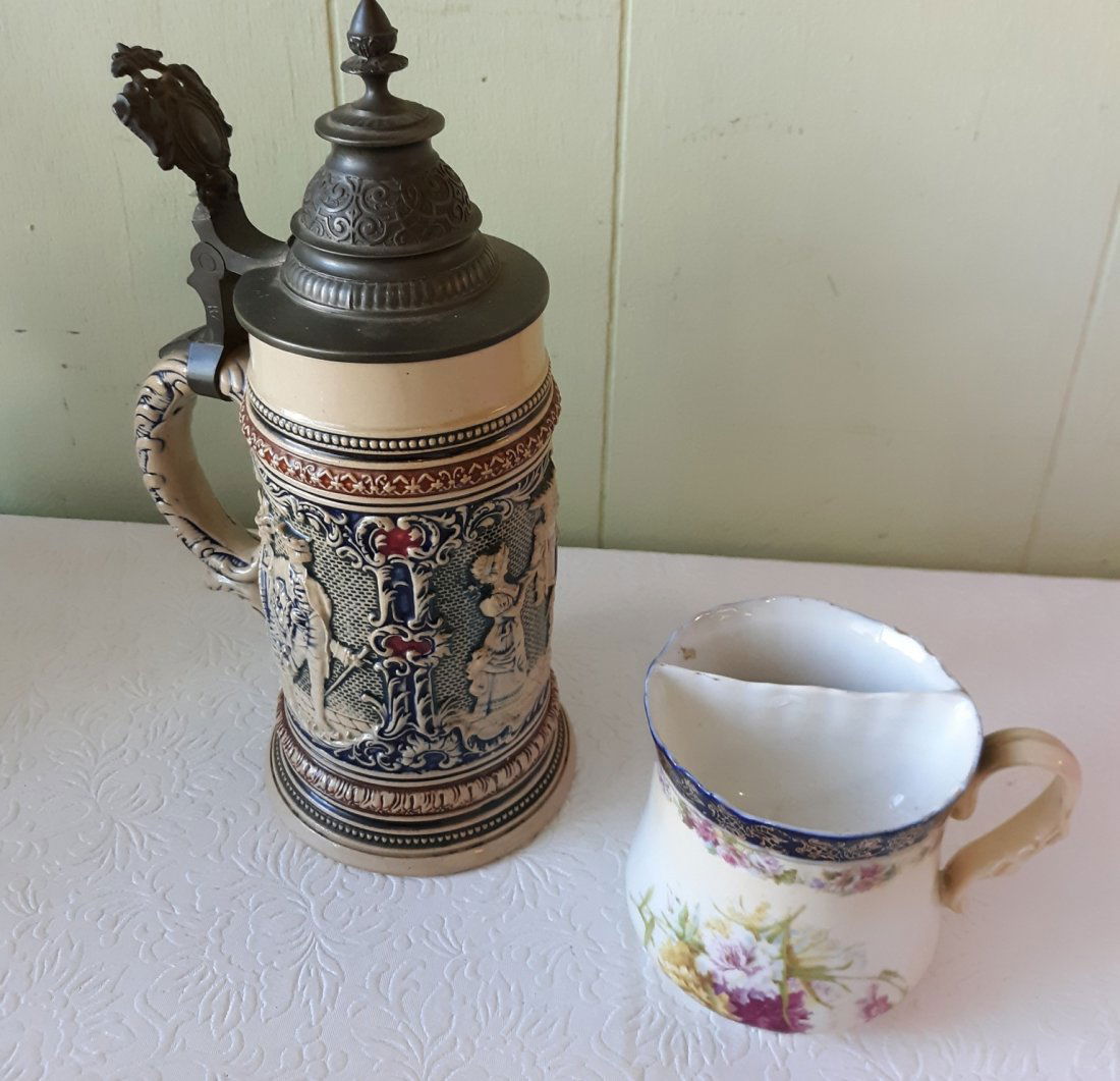antique german beer stein & shaving Mug Metlach? (1 of 5)