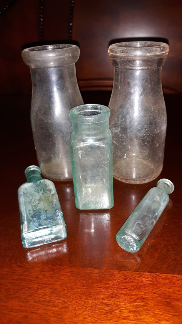 vintage milk bottles and more! lot of 5 (1 of 2)