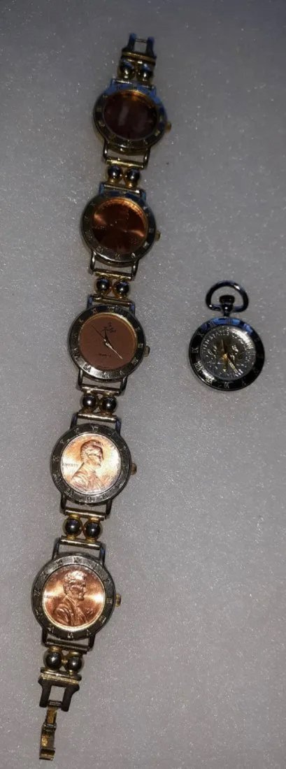 vtg lincoln cent theme watch & dime pocket watch (1 of 3)