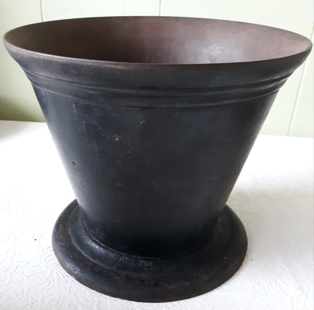 Antique Cast Iron Mortar Signed rare apothecary (1 of 4)