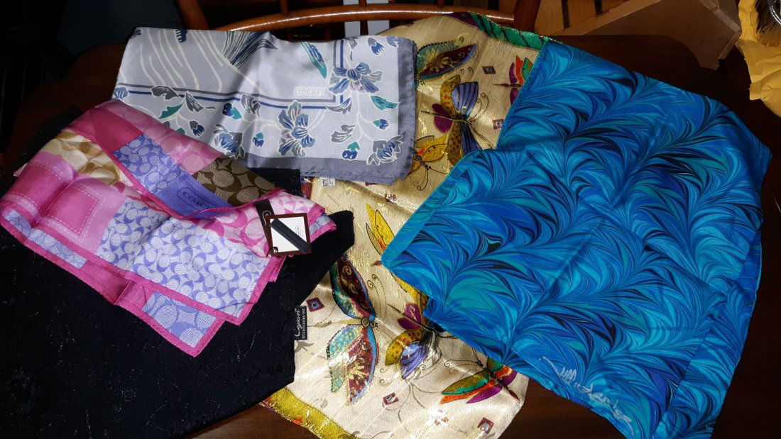 scarves scarf lot of 5 coach (new), liberty, japan (1 of 5)