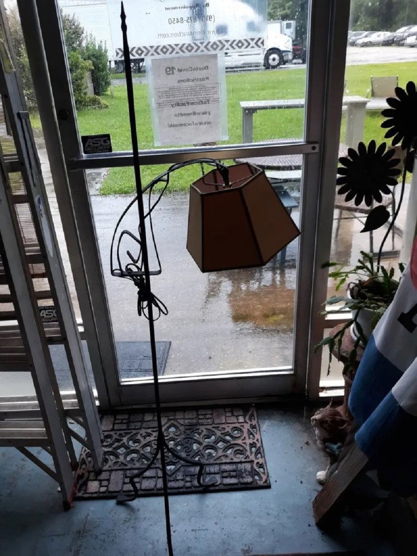 antique wrought iron floor lamp 63" (1 of 4)