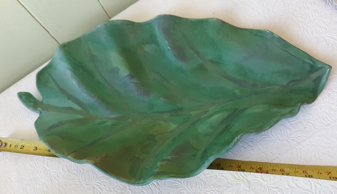 Studio Pottery Leaf Platter  20" x 10 1/2" (1 of 3)