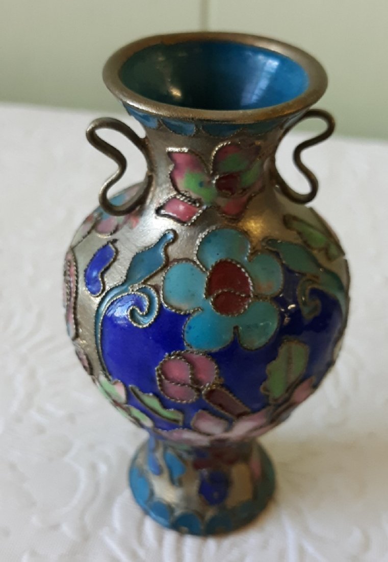 antique champleve small raise wire cloisonne vase (1 of 4)