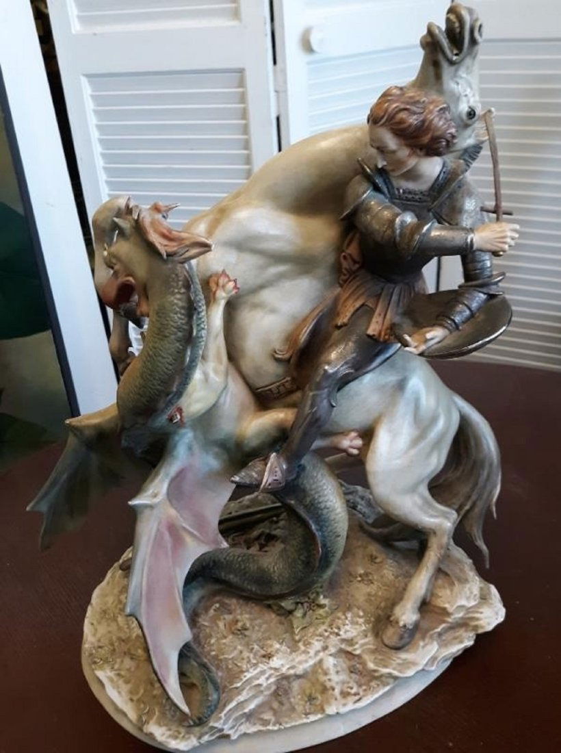 rare saint George & Dragon sculpture porcelain Borsato (1 of 11)