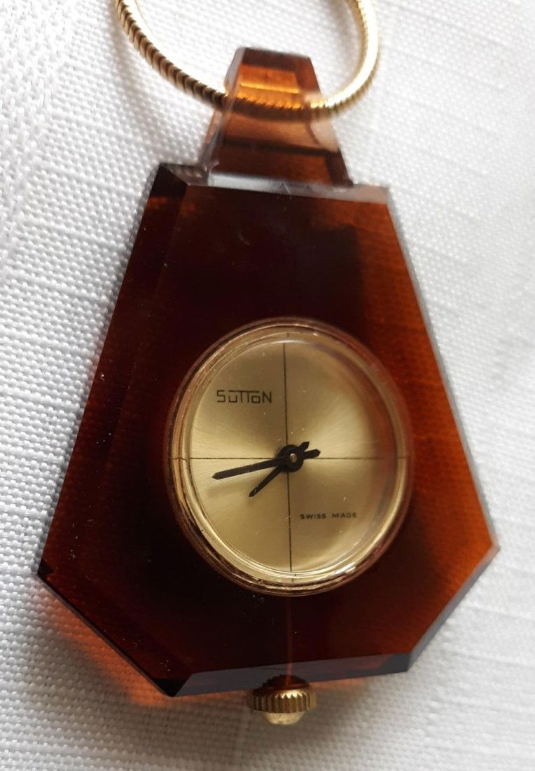 Mid Century Plexiglass Sutton Pendant Watch jewelry (1 of 3)