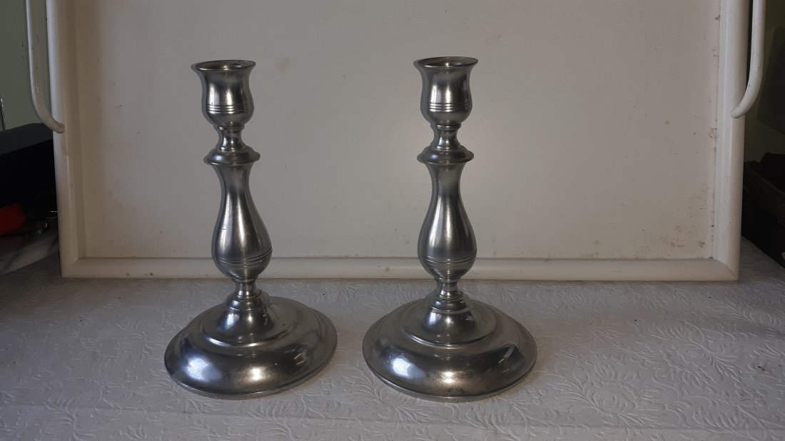 Vintage Kirk Stieff Pewter Candlesticks pair (1 of 3)