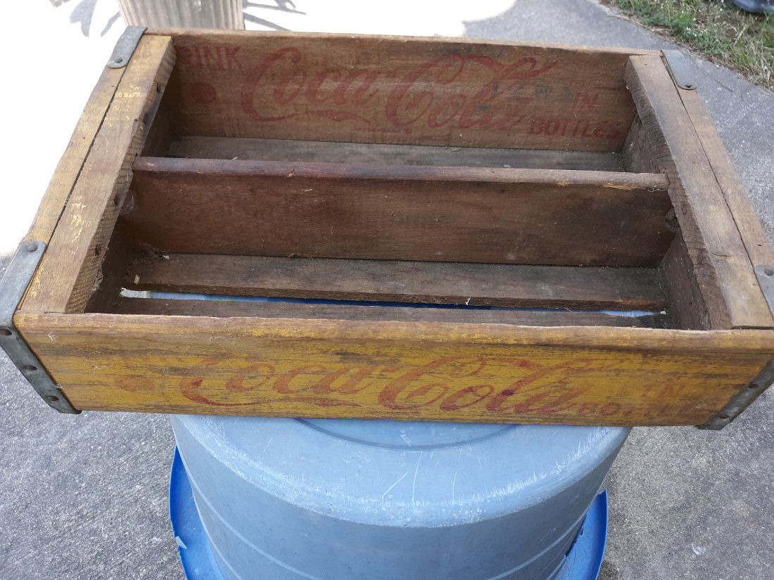 early drink coca cola in bottle wood carrier (1 of 4)