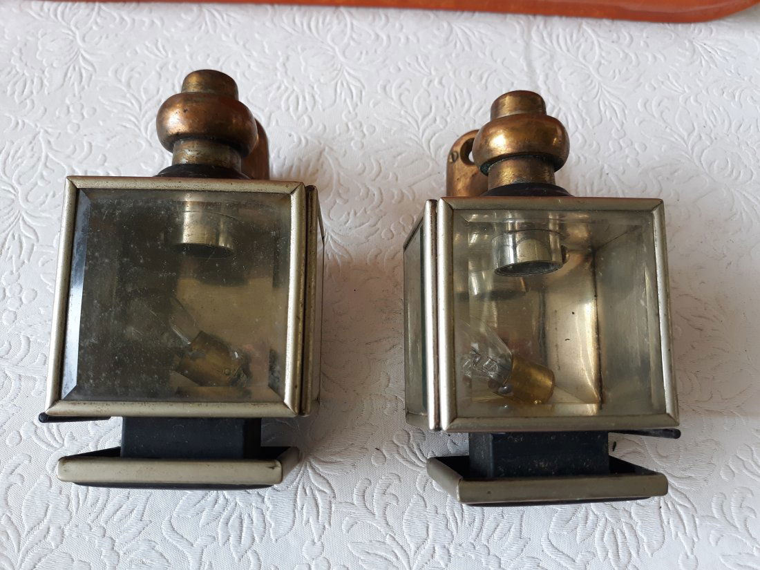 exceptional antique rare Studebaker lantern pair lights (1 of 4)