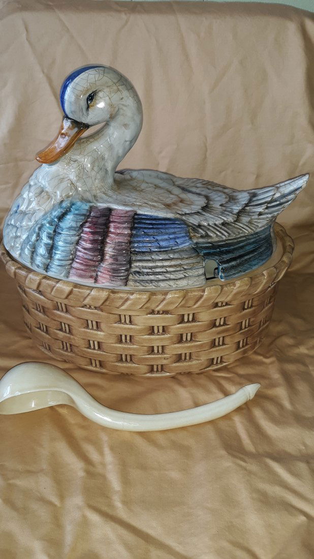 Vintage Italy Lidded Duck Tureen With Ladle (1 of 4)