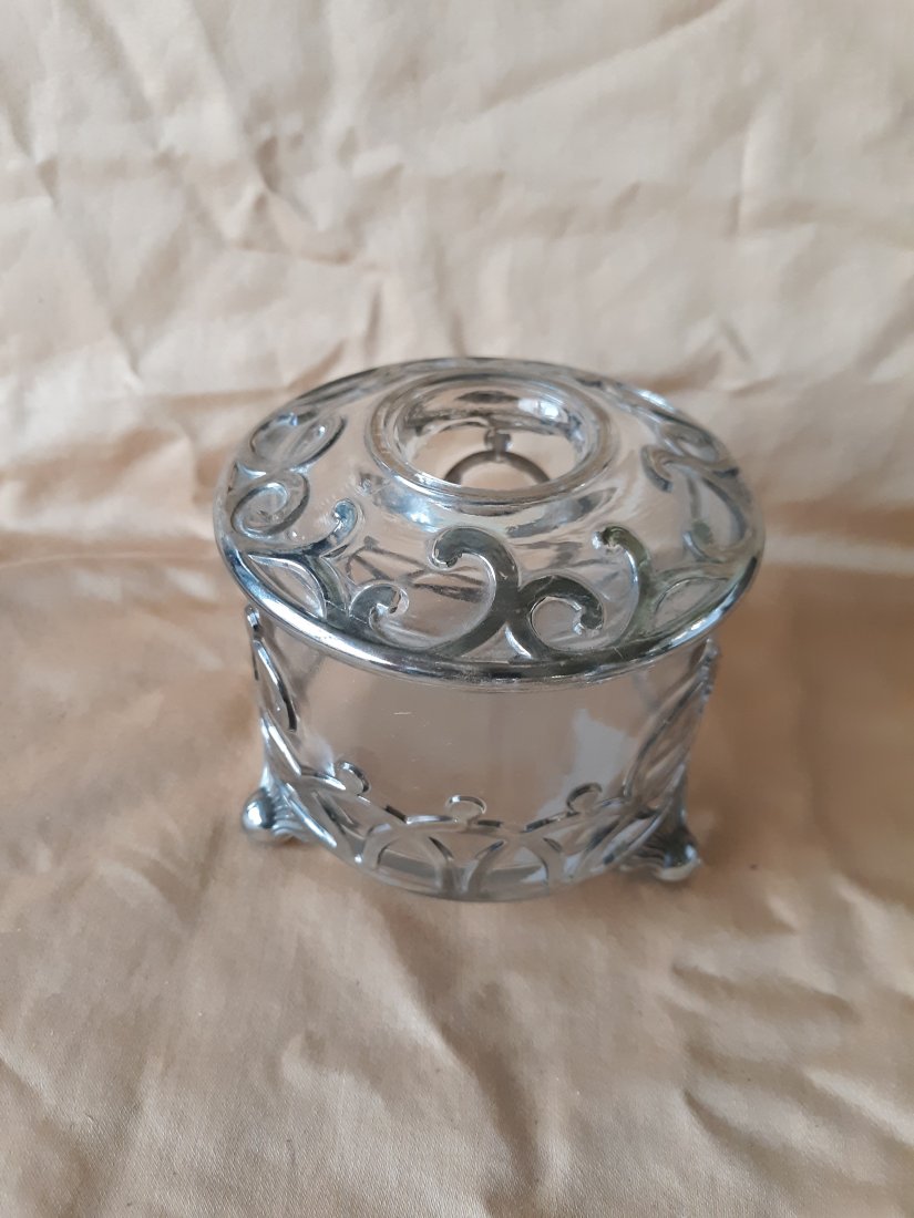 antique sterling overlay hair receiver glass rare (1 of 4)