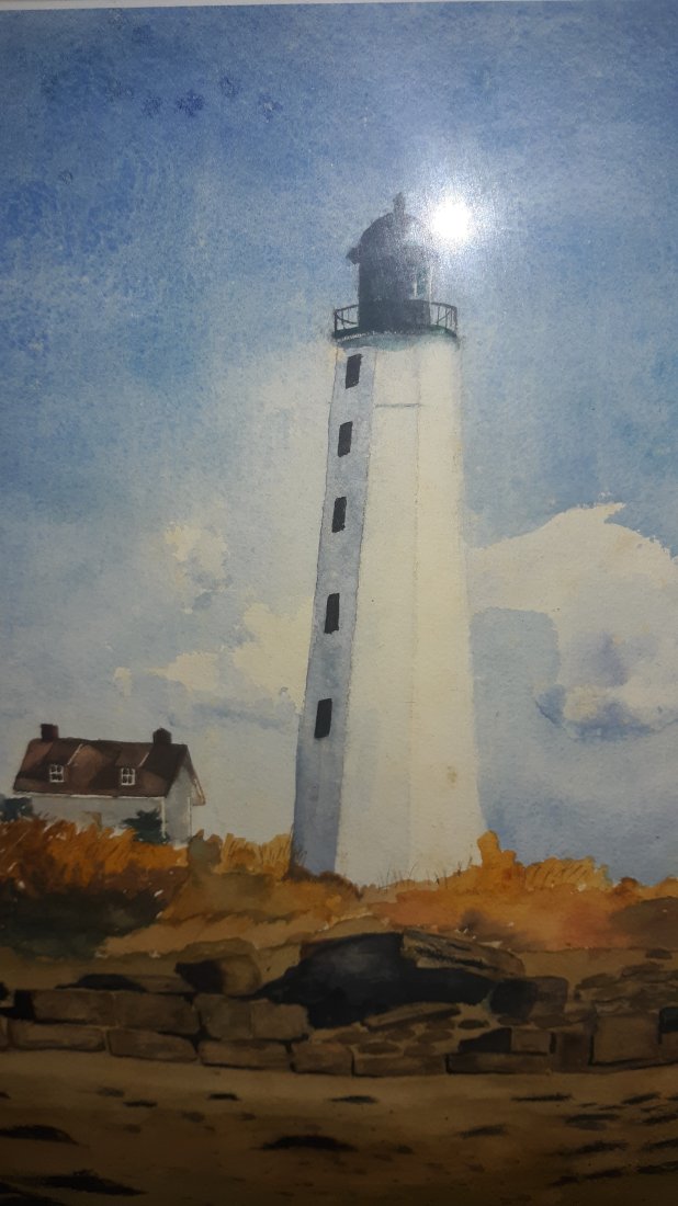 original Watercolor Lighthouse by P Lanzi framed (1 of 3)