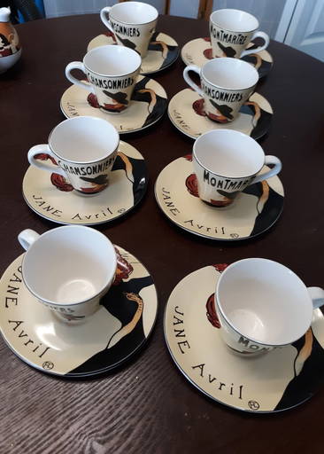 Sango Cabaret Tea Cups Saucers Jane Avril Toulouse Latrec Lot Of