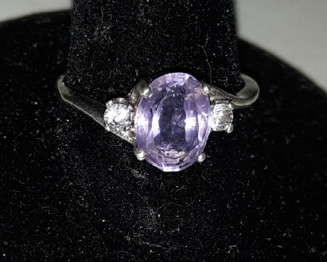 vtg sterling Amethyst & CZ ring sz 7 jewelry (1 of 3)
