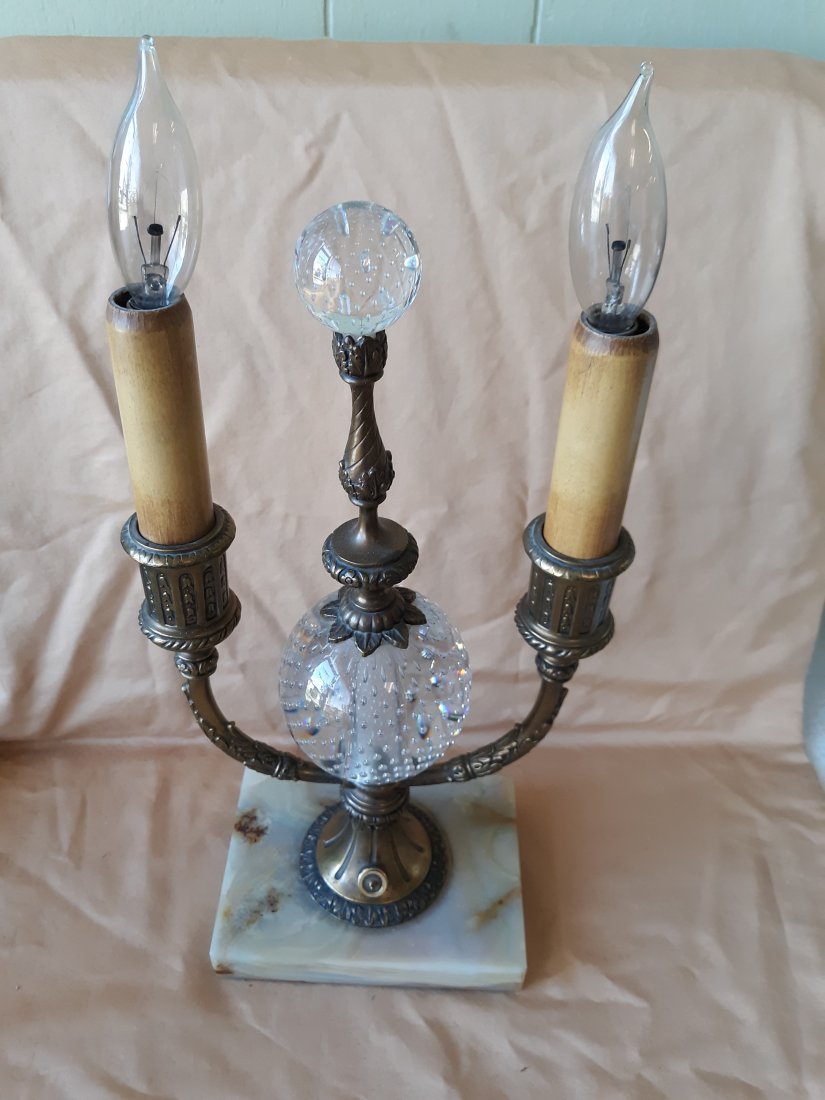 rare pair point glass electric candelabra D3093: rare original pair point lam 1920's era with controlled bubble pretty sure its #D3093? will need rewired and a switch cover but the rest is better than most condition wise 5" to bulb top x 5 1/2" x 4 
