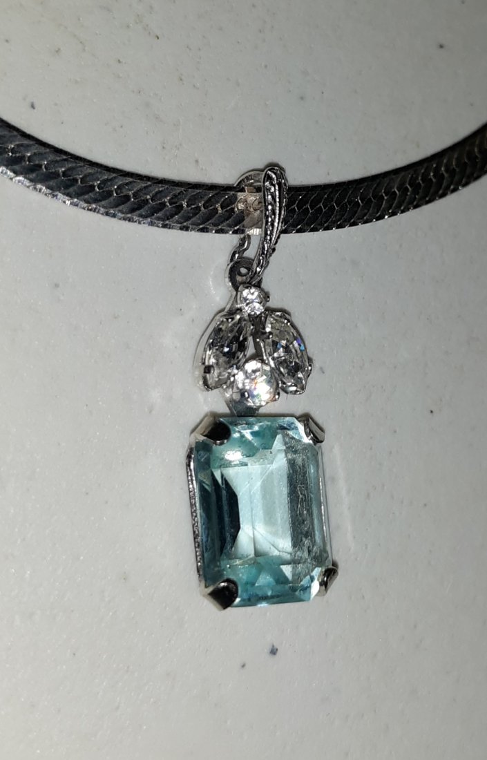sterling blue topaz /white sapphire necklace (1 of 3)