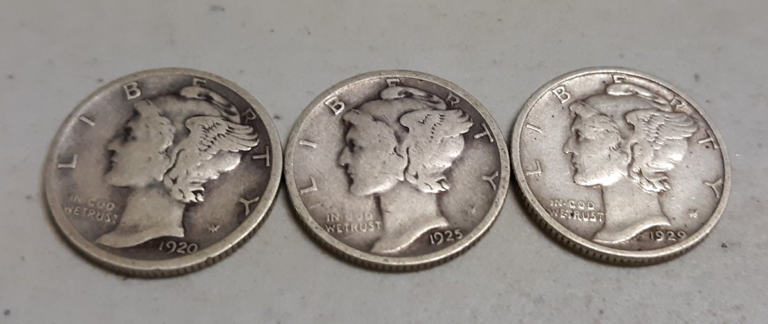Mercury Dimes lot of 3 20S, 25D,29S (1 of 2)