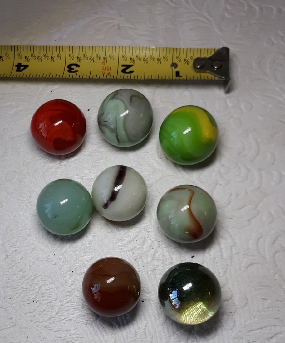 Marbles Shooters Lot Of 8 7/8-1" Swirls Too!: estate lifetime marble collector see pics all for one bid