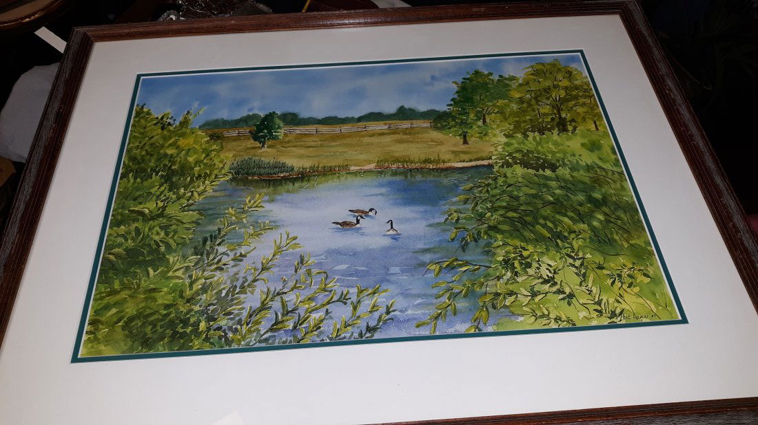 original watercolor by Pat Lanzi 1987 framed (1 of 3)