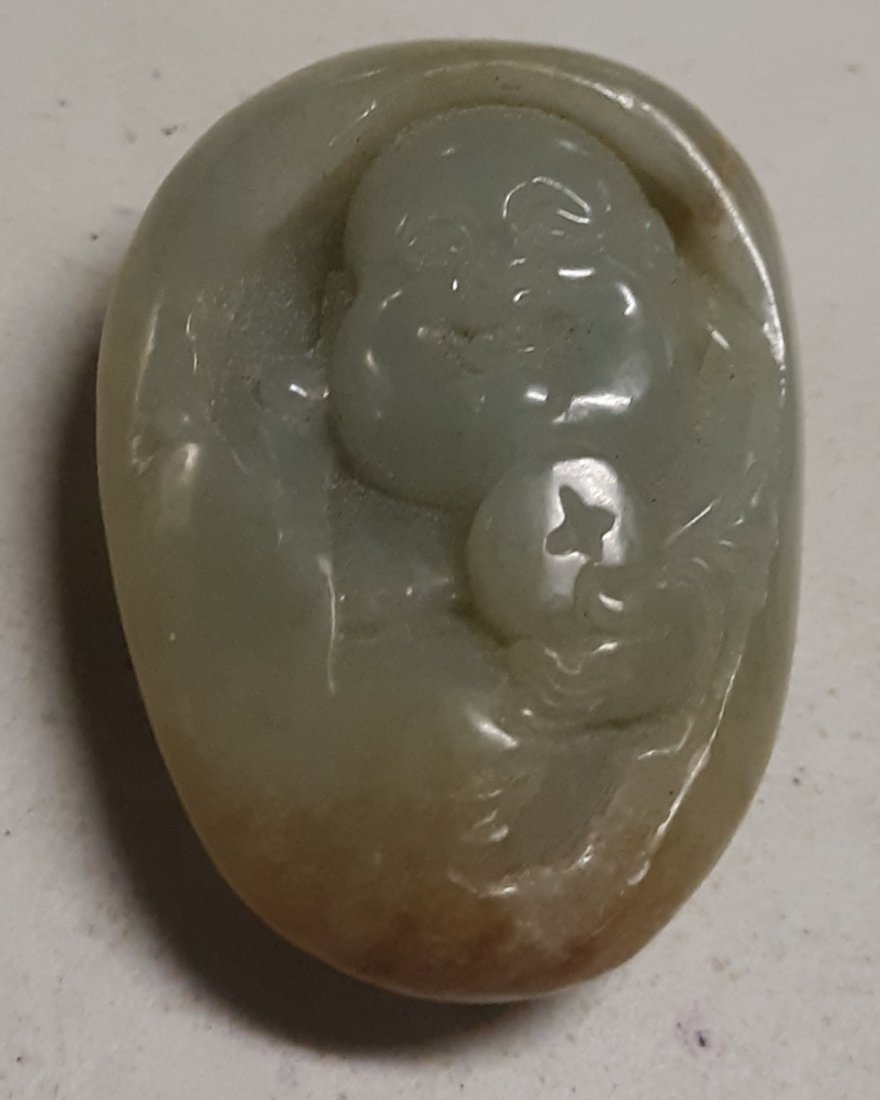 genuine jade netsuke Buddha health god (1 of 2)