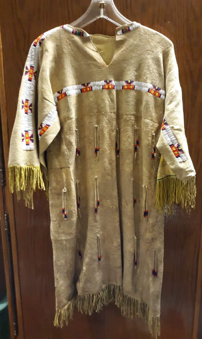 antique beaded Sioux hide dress (1 of 11)