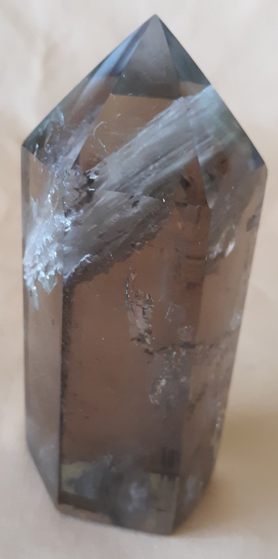 obelisk smoky quartz gemstone 4": beautiful smoky quartz obelisk with ghost white inside 4" x 1 1/2" see pics