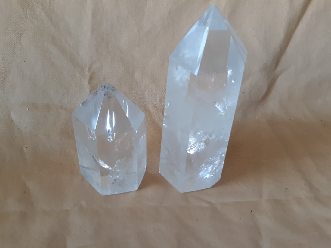 quartz Crystal obelisks lot of 2 5 1/4" & 3 1/4" (1 of 3)
