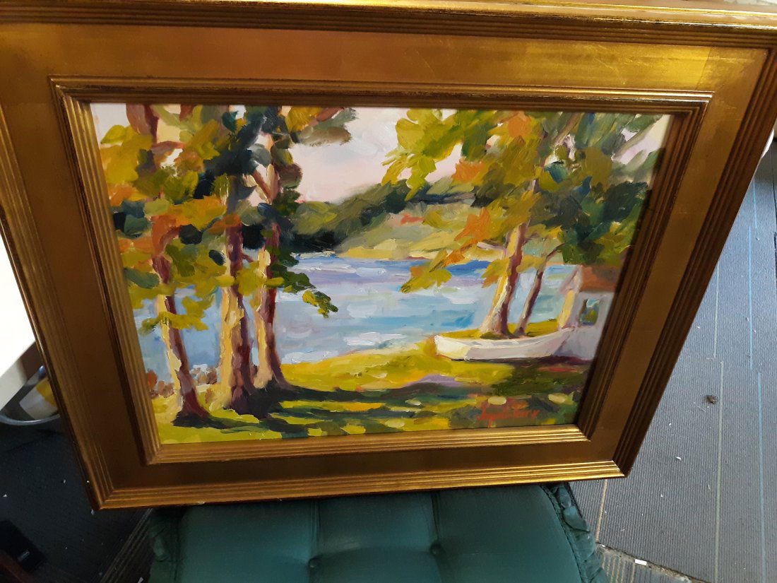 Jacqueline Perry acrylic on canvas lake scene (1 of 4)