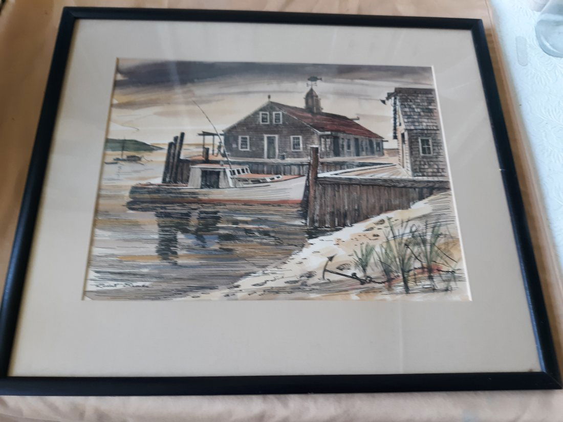 Robert Brooks Mass watercolor chatham fish pier (1 of 3)