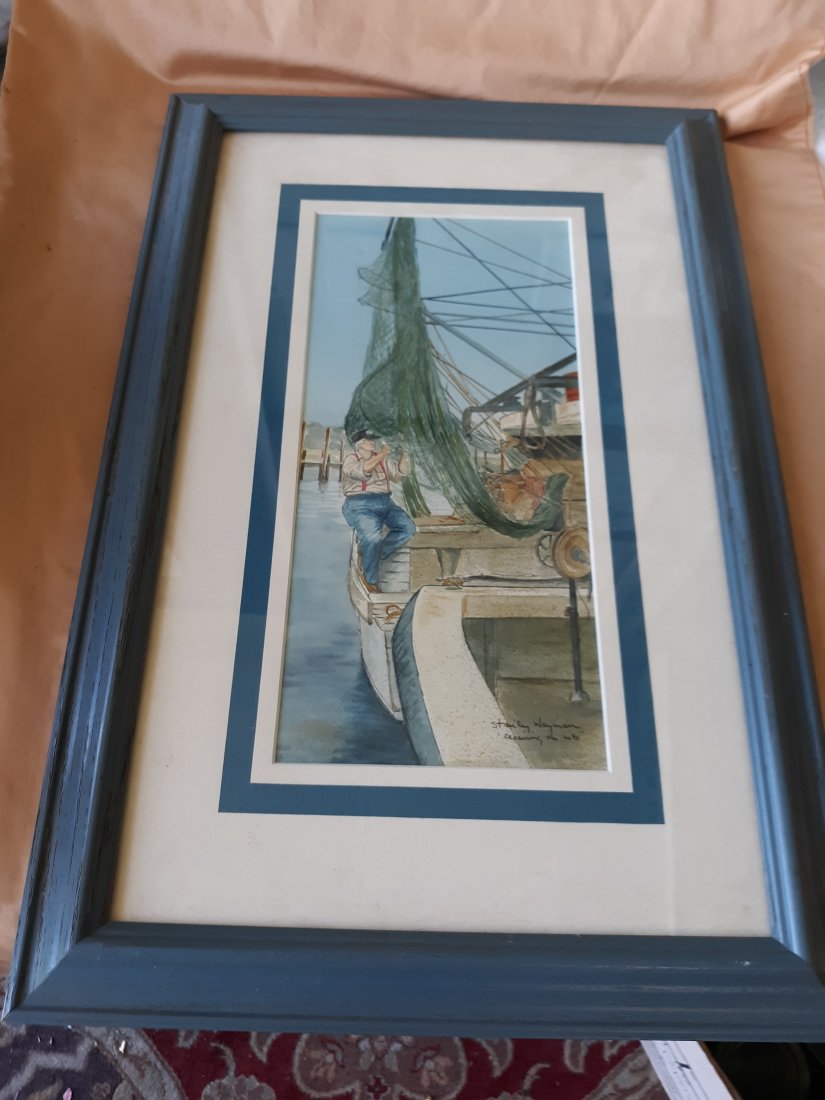 stanley wayman watercolor repairing the nets (1 of 3)