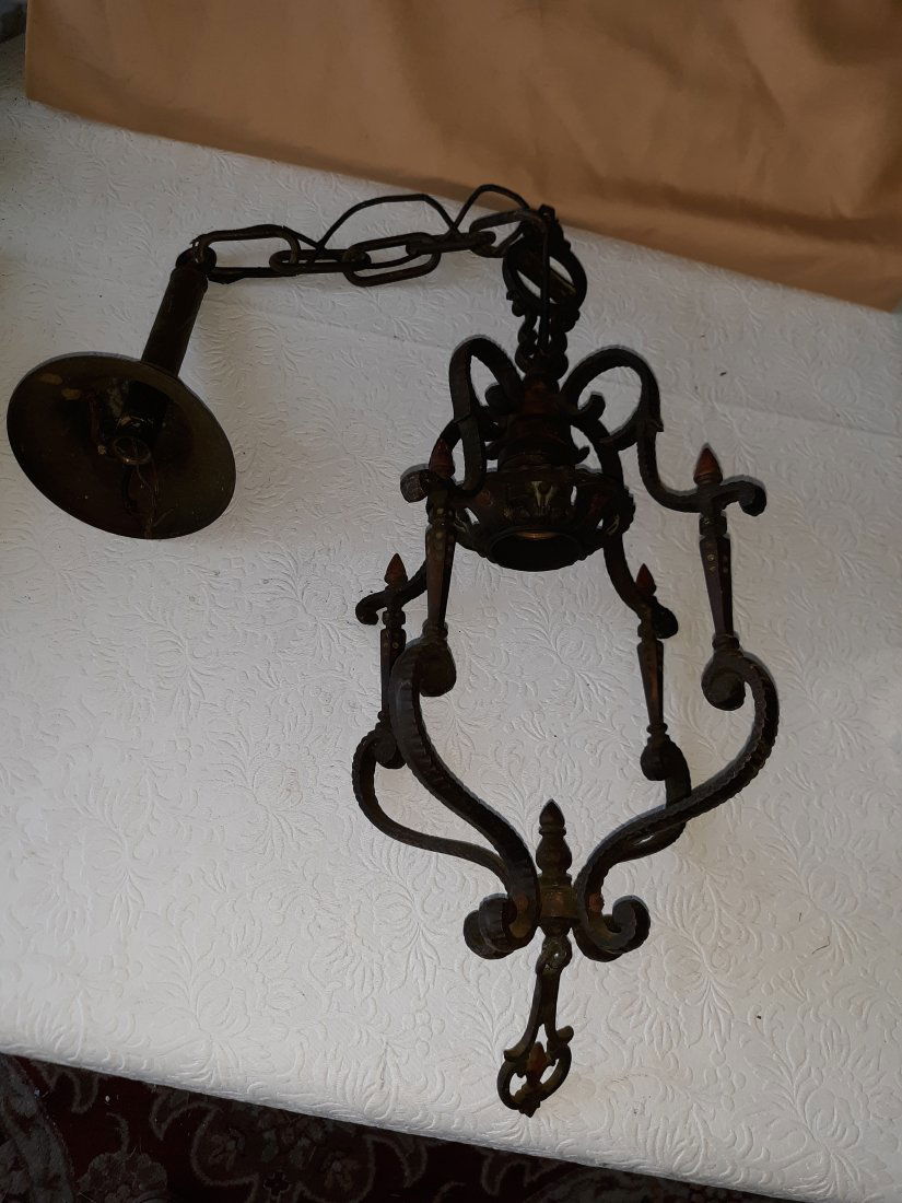antique arts & crafts wrought iron porch lamp (1 of 4)