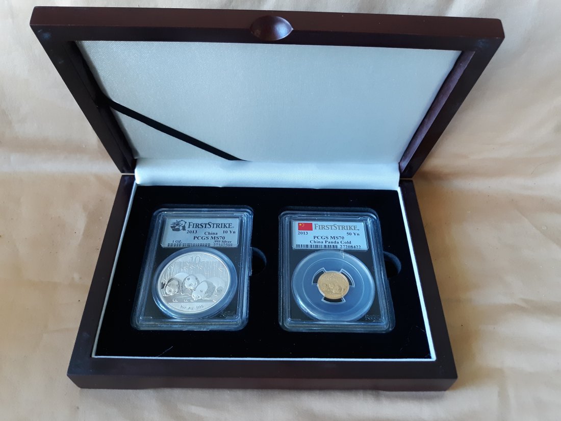 2013 gold & silver Panda Set MS70 PCGS coins (1 of 5)