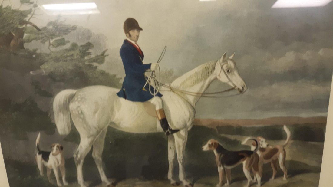 Hunt Scene EDWARD HACKER "MR WILLIAM LONG ON "BERTHA" COLOR ENGRAVING (1 of 4)