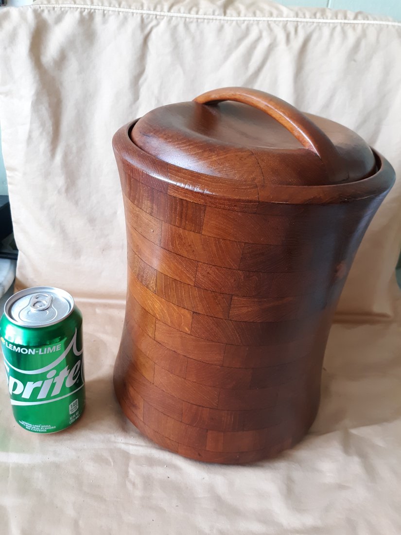 mid century danish teak ice bucket w/ lid beauty (1 of 4)