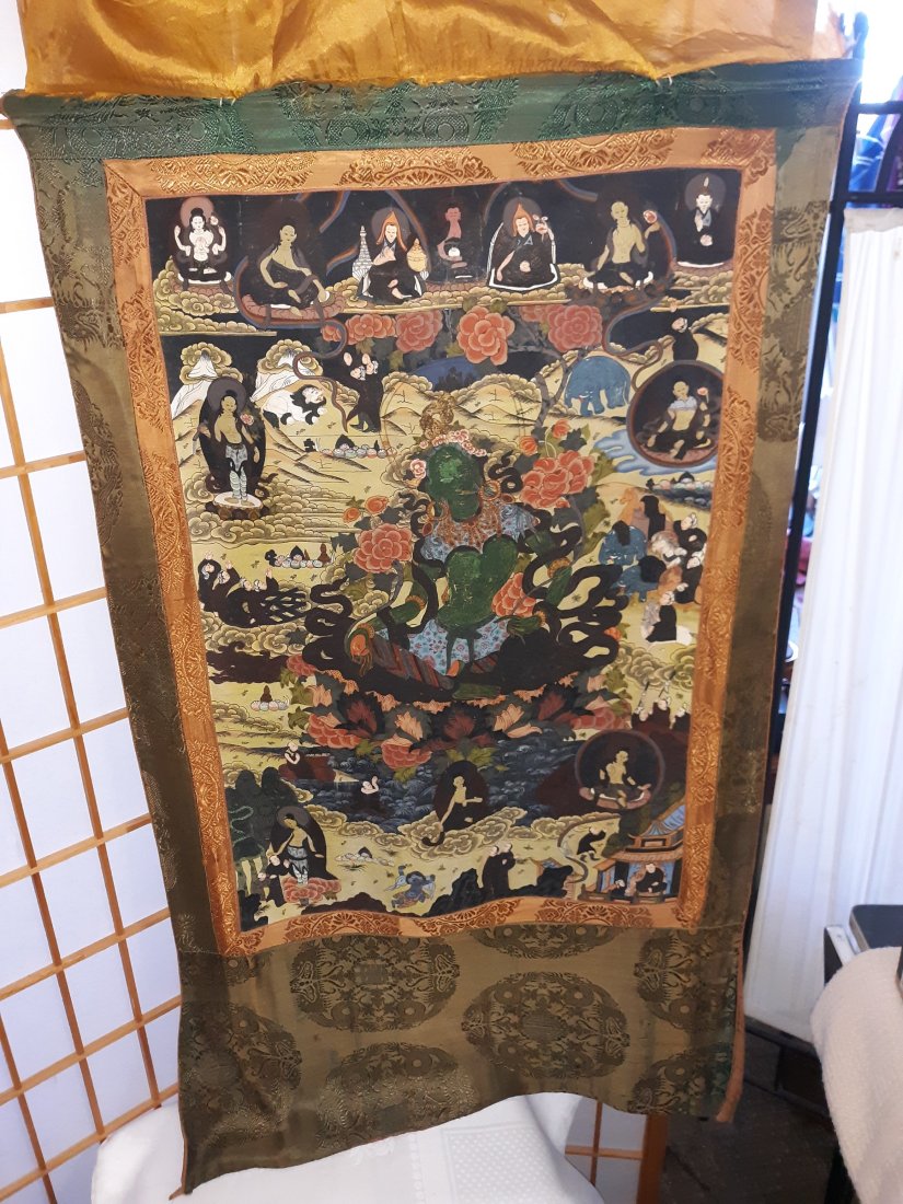 Antique Thangka Art Scroll Buddhist Tibetan (1 of 9)