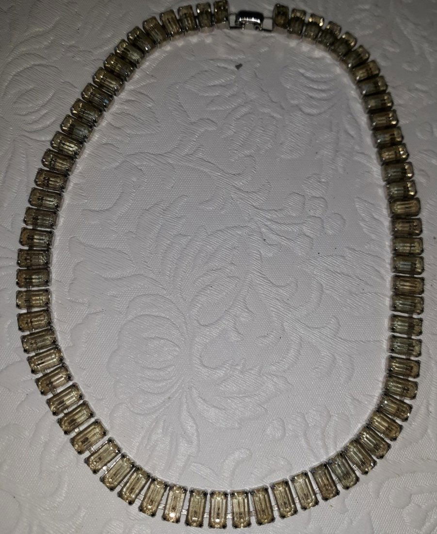 Rare Rectangle Rhinestone Necklace 15" (1 of 3)