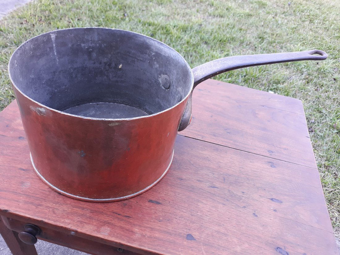 antique solid copper pot  w/tin inside DH&M NY 1850's (1 of 6)