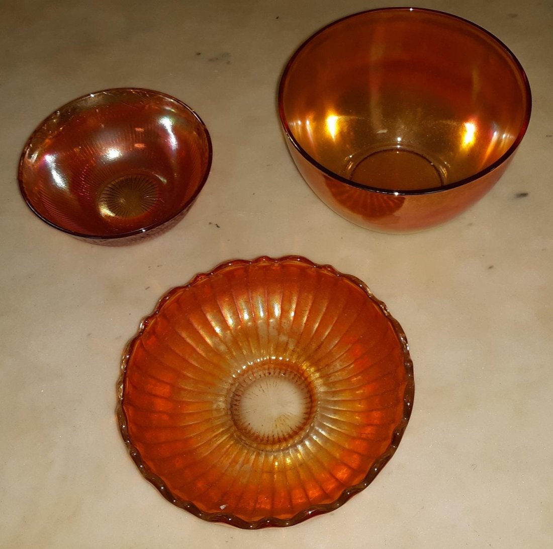 mid century Carnival Glass Bowl Lot Of 3 (1 of 2)