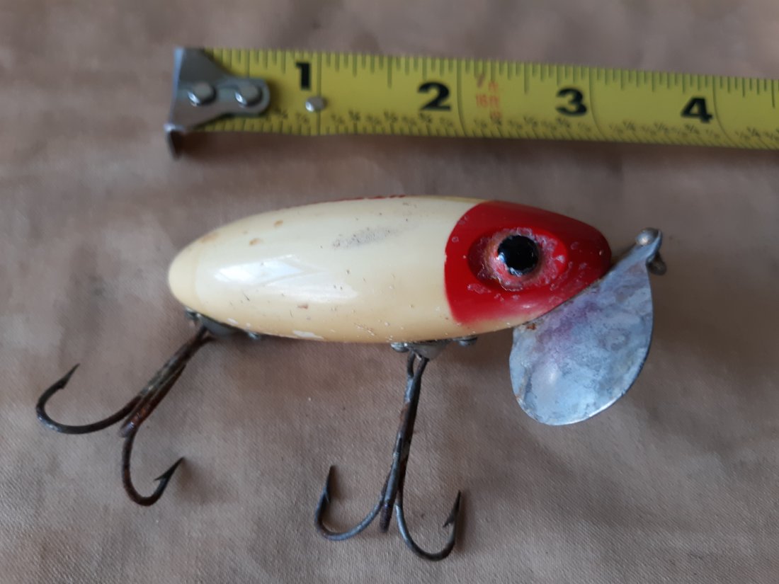 vintage fred arbogast jitterbug white/red lure (1 of 4)