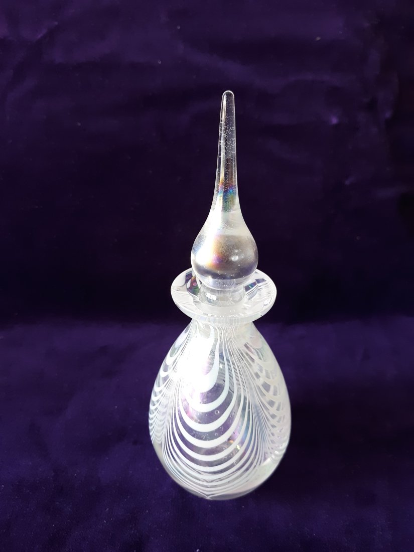 iridescent pulled feather art glass perfume bottle (1 of 4)