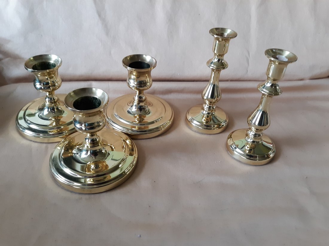 baldwin brass lot of 5 candlesticks all sizes! (1 of 2)
